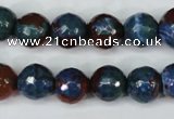 CAG5217 15 inches 10mm faceted round fire crackle agate beads