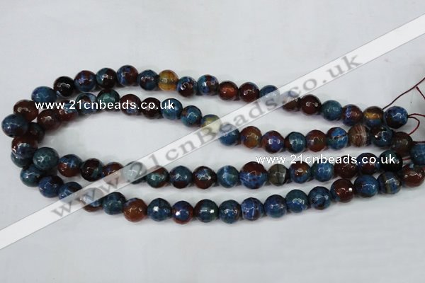 CAG5217 15 inches 10mm faceted round fire crackle agate beads