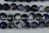 CAG5222 15 inches 8mm faceted round fire crackle agate beads