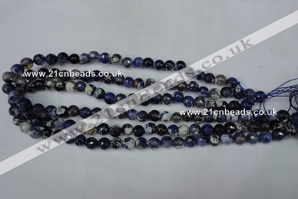 CAG5222 15 inches 8mm faceted round fire crackle agate beads