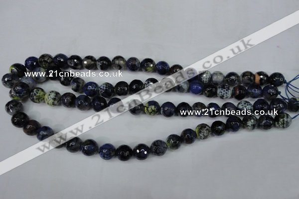 CAG5223 15 inches 10mm faceted round fire crackle agate beads