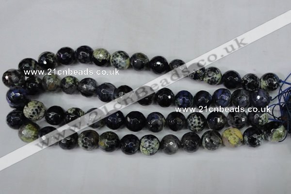 CAG5225 15 inches 14mm faceted round fire crackle agate beads