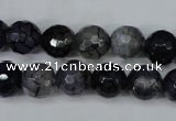 CAG5228 15 inches 10mm faceted round fire crackle agate beads