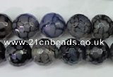 CAG5229 15 inches 12mm faceted round fire crackle agate beads