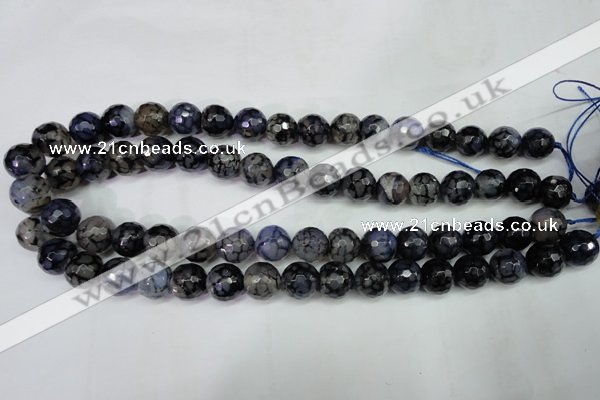 CAG5229 15 inches 12mm faceted round fire crackle agate beads