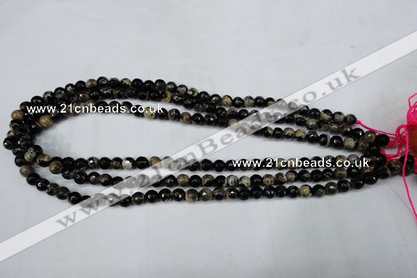 CAG5231 15 inches 6mm faceted round fire crackle agate beads