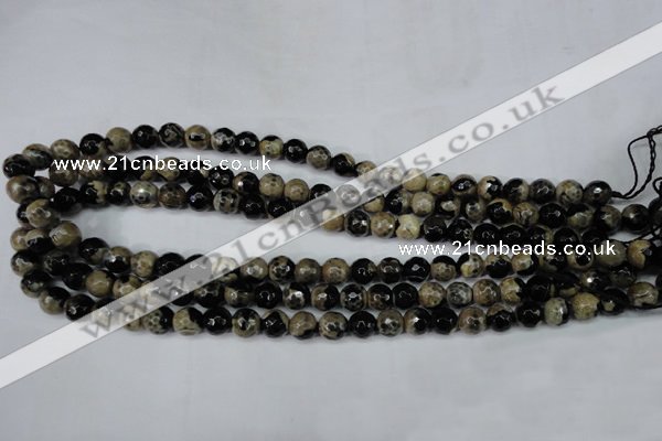 CAG5232 15 inches 10mm faceted round fire crackle agate beads