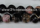 CAG5233 15 inches 12mm faceted round fire crackle agate beads