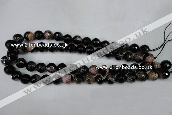 CAG5233 15 inches 12mm faceted round fire crackle agate beads