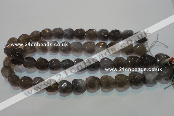 CAG5268 15.5 inches 16*16mm faceted heart Brazilian grey agate beads