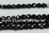 CAG5271 15.5 inches 4mm faceted round black line agate beads