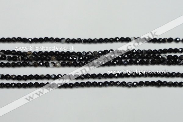 CAG5271 15.5 inches 4mm faceted round black line agate beads