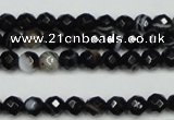 CAG5272 15.5 inches 6mm faceted round black line agate beads