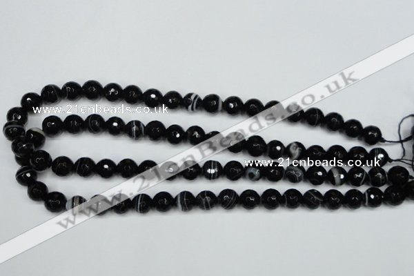 CAG5273 15.5 inches 8mm faceted round black line agate beads