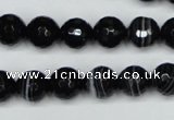 CAG5274 15.5 inches 10mm faceted round black line agate beads