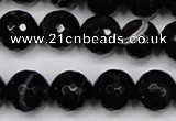 CAG5275 15.5 inches 12mm faceted round black line agate beads