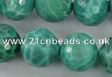 CAG5314 15.5 inches 14mm faceted round peafowl agate gemstone beads