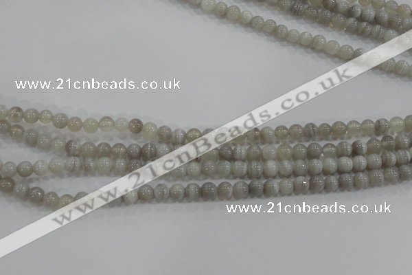 CAG5320 15.5 inches 4mm round grey line agate beads wholesale