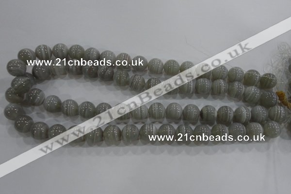 CAG5323 15.5 inches 12mm round grey line agate beads wholesale