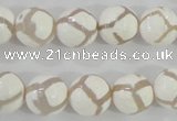 CAG5335 15.5 inches 12mm faceted round tibetan agate beads wholesale