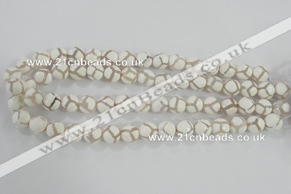 CAG5335 15.5 inches 12mm faceted round tibetan agate beads wholesale