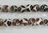 CAG5338 15.5 inches 8mm faceted round tibetan agate beads wholesale