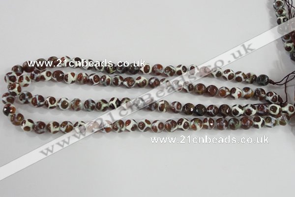 CAG5338 15.5 inches 8mm faceted round tibetan agate beads wholesale