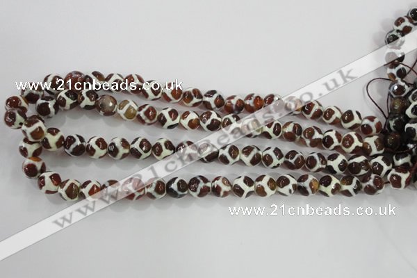 CAG5339 15.5 inches 10mm faceted round tibetan agate beads wholesale