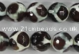 CAG5341 15.5 inches 14mm faceted round tibetan agate beads wholesale