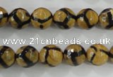 CAG5344 15.5 inches 10mm faceted round tibetan agate beads wholesale