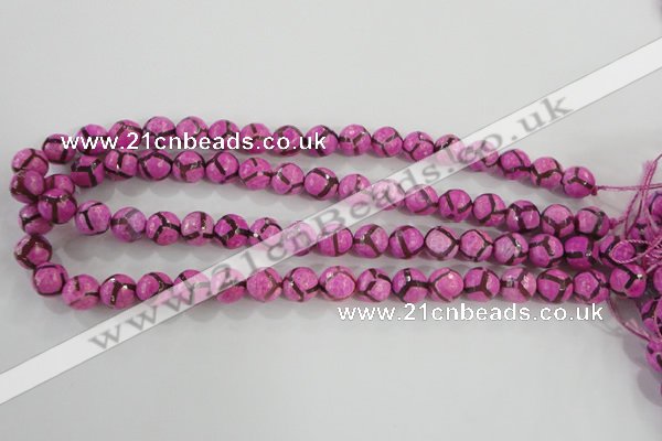 CAG5348 15.5 inches 10mm faceted round tibetan agate beads wholesale