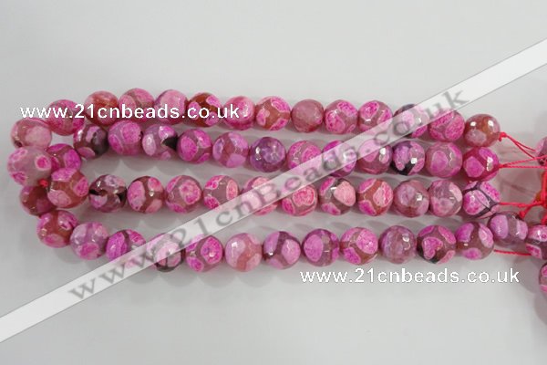 CAG5351 15.5 inches 14mm faceted round tibetan agate beads wholesale