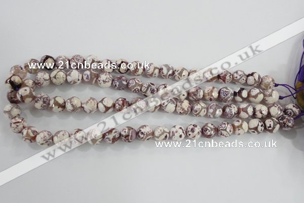 CAG5353 15.5 inches 10mm faceted round tibetan agate beads wholesale