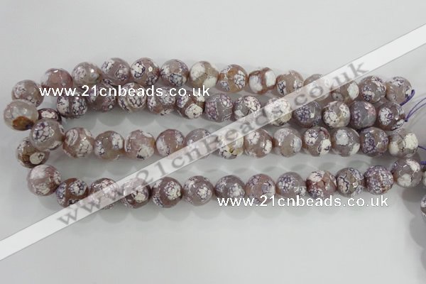 CAG5355 15.5 inches 14mm faceted round tibetan agate beads wholesale