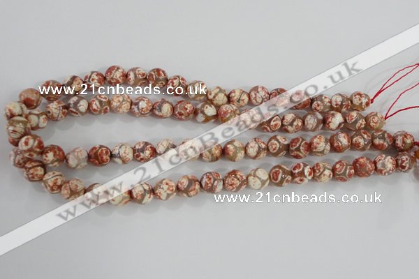 CAG5358 15.5 inches 10mm faceted round tibetan agate beads wholesale