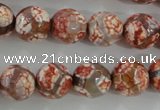 CAG5359 15.5 inches 12mm faceted round tibetan agate beads wholesale