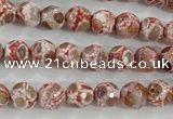 CAG5361 15.5 inches 8mm faceted round tibetan agate beads wholesale