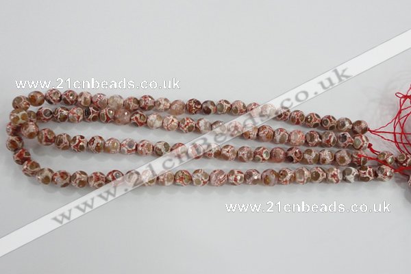 CAG5361 15.5 inches 8mm faceted round tibetan agate beads wholesale