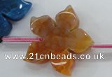 CAG5386 15.5 inches 32mm carved flower dragon veins agate beads