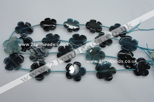 CAG5399 15.5 inches 26mm – 28mm carved flower dragon veins agate beads