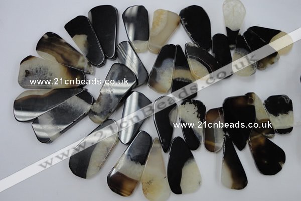 CAG5469 15.5 inches 25*35mm - 30*60mm freeform agate gemstone beads