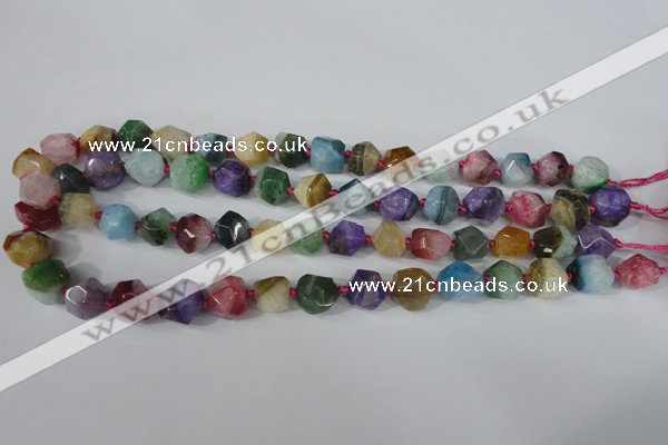 CAG5491 15.5 inches 13*13mm faceted nuggets agate gemstone beads