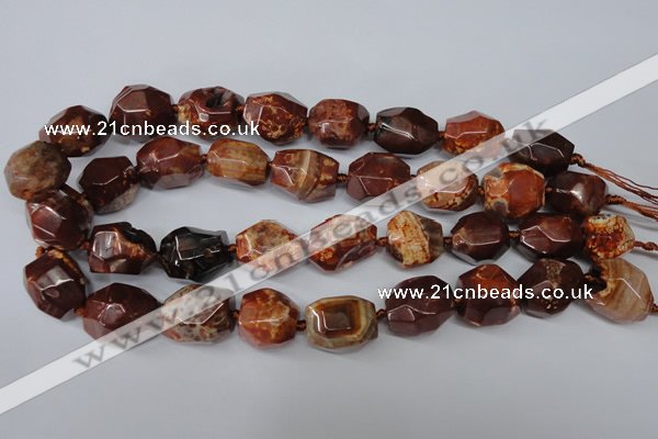 CAG5517 15.5 inches 18*22mm faceted nuggets agate gemstone beads