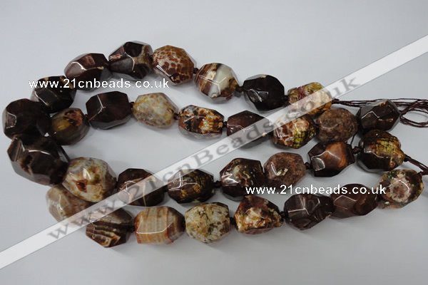 CAG5518 15.5 inches 20*22mm faceted nuggets agate gemstone beads