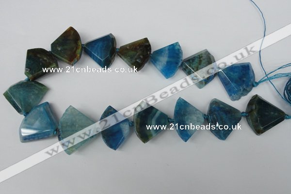 CAG5577 15 inches 22*32mm faceted triangle dragon veins agate beads