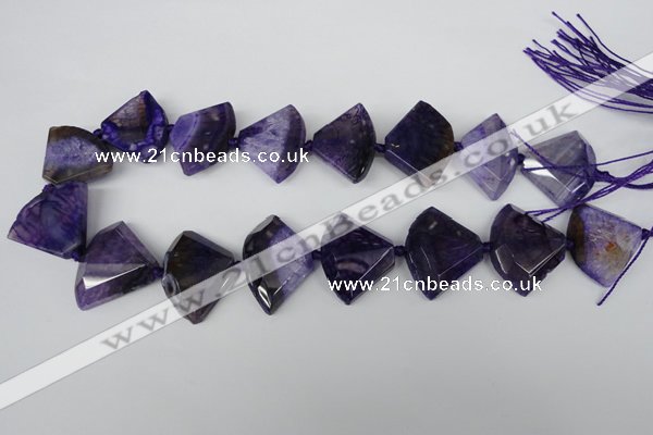 CAG5583 15 inches 20*30mm faceted triangle dragon veins agate beads