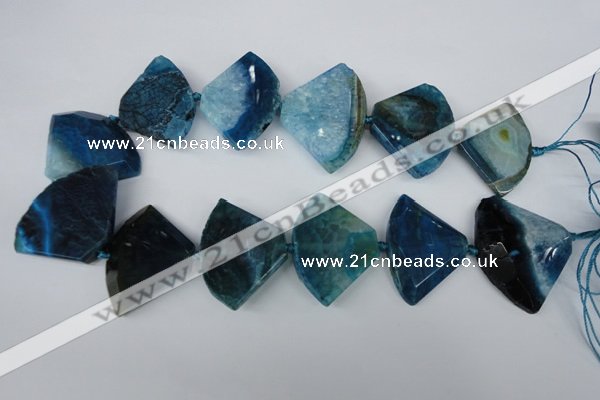 CAG5585 15 inches 30*40mm faceted triangle dragon veins agate beads