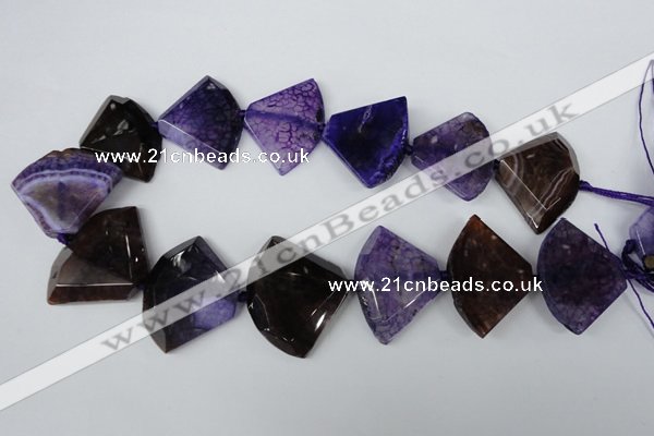 CAG5587 15 inches 30*40mm faceted triangle dragon veins agate beads