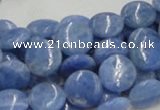 CAG559 16 inches 12mm flat round blue agate gemstone beads wholesale