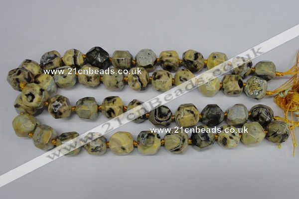 CAG5599 15 inches 15mm faceted nuggets agate gemstone beads